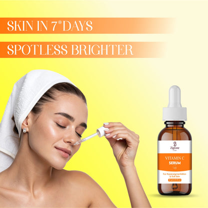 Zigtone Care Vitamin C Serum for Hyperpigmentation and Dull Skin, Brightening Face Treatment, 30ml (1.01 fl oz), Amber Glass Bottle with Dropper