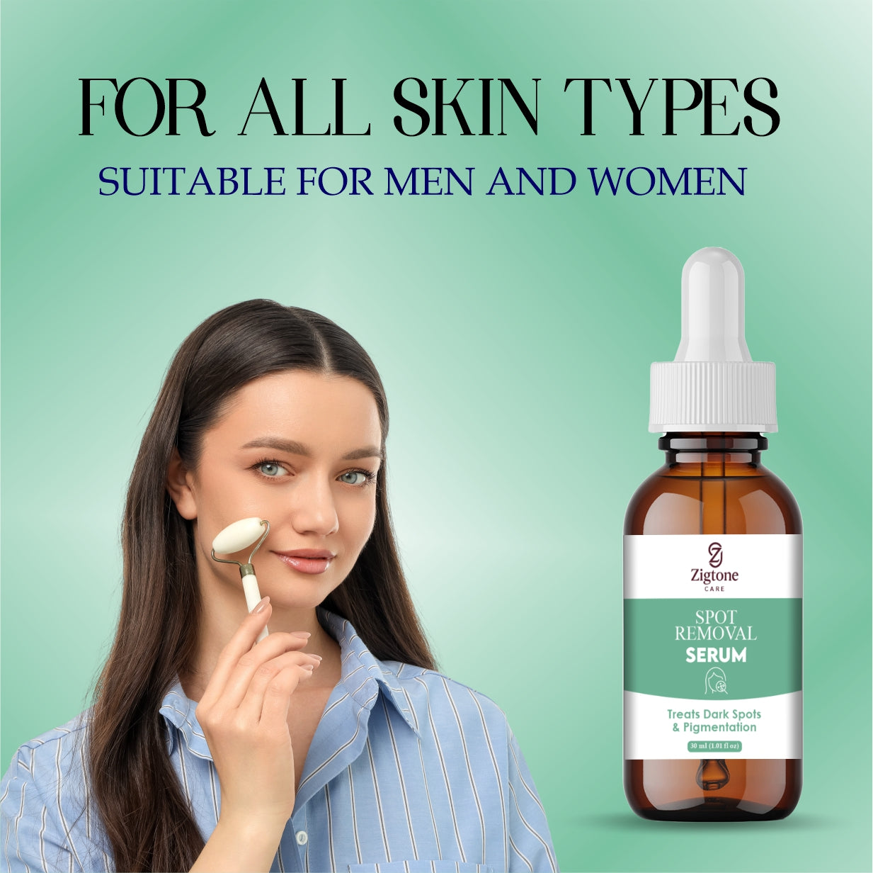 Zigtone Care Spot Removal Serum, Dark Spots and Pigmentation Treatment, 30ml, Amber Glass Dropper Bottle